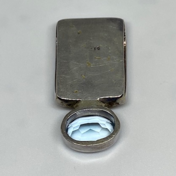 💋NWOT Sterling Basket Weave Blue Topaz Pendant - Picture 3 of 4